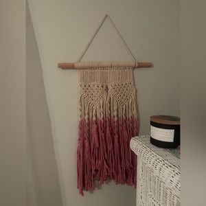 Macrame with pink embellishment